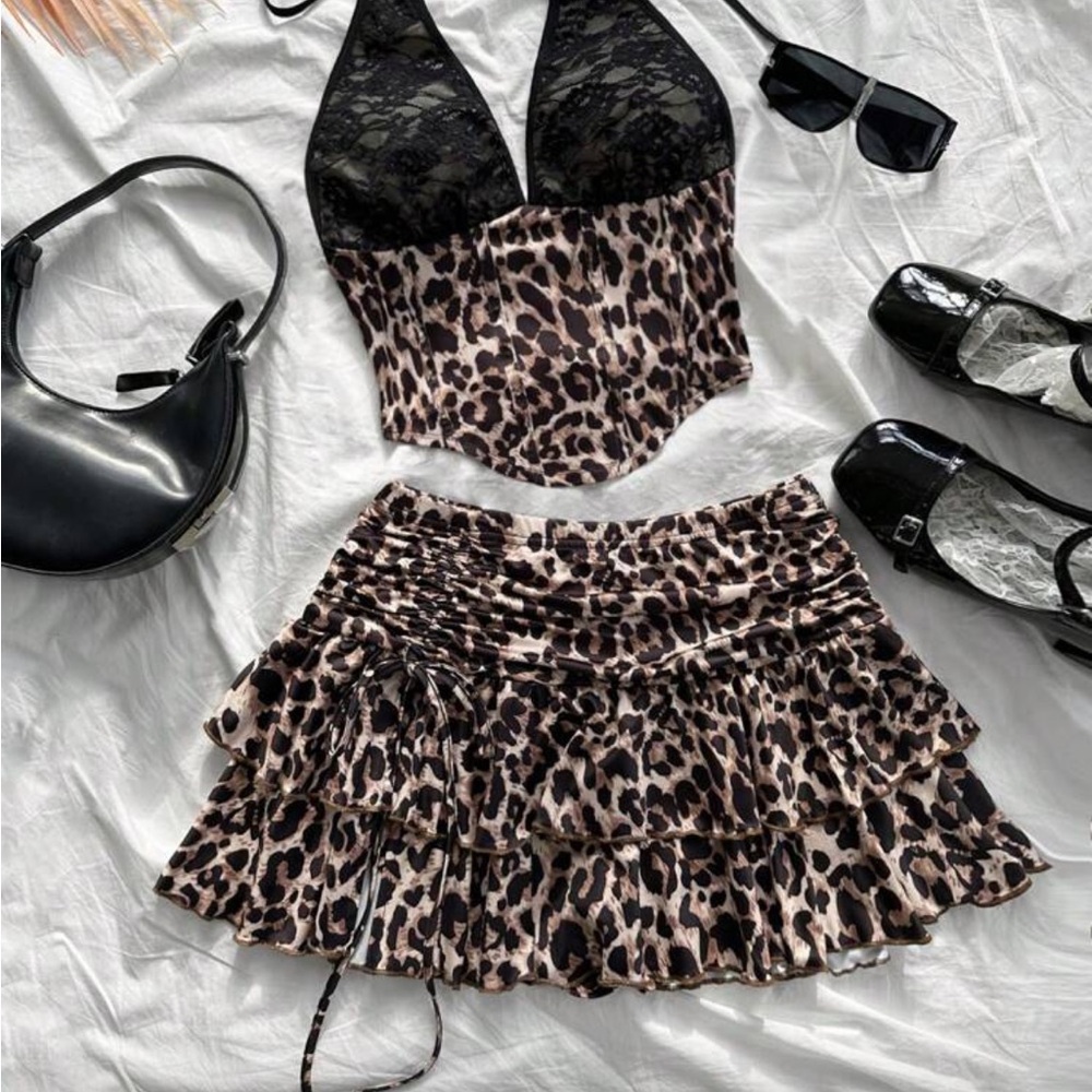 Leopard Print Mini Skirt